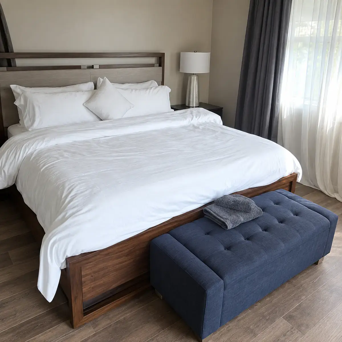 Guest ready bedroom prepared by Magic Wand Turnovers in Atlanta.