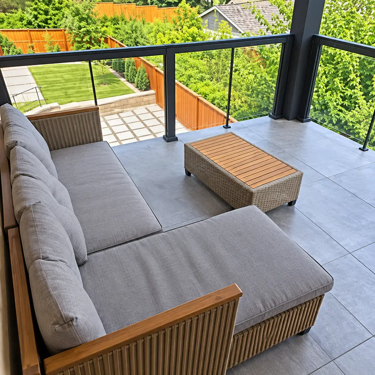 Clean furnished balcony prepared for the next guest.