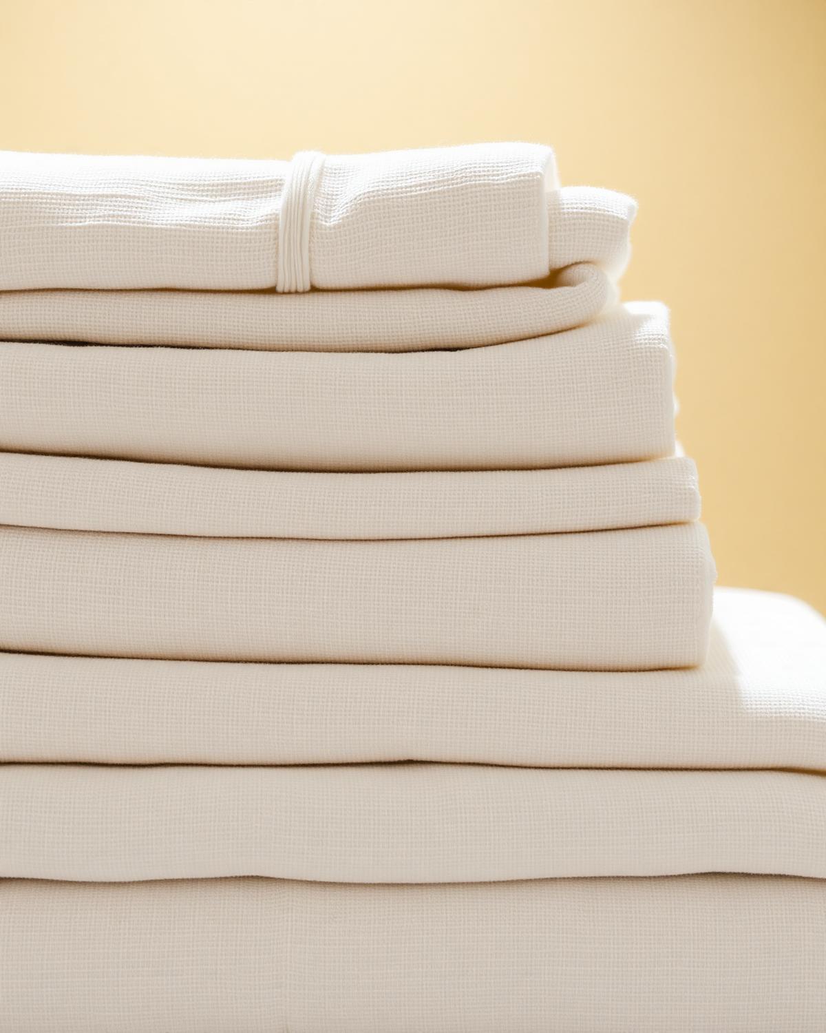 Folded hotel-grade linen stack